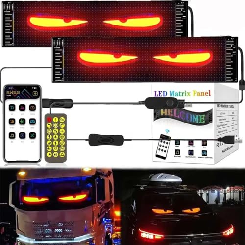 NEWFUN led augen für lkw, led augen für auto, 5 V / 2 A Bluetooth Smart Apps RGB-Panel, Personalisierte Leuchtreklame für Autos -2PCS (102 * 348)