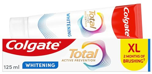 Colgate Total Active Prevention Teeth Whitening Toothpaste 125ml | Fights Root Causes* of Many Oral Health Problems³ | 24h Antibacterial¹ Protection | clinically Proven | Patented² Technology