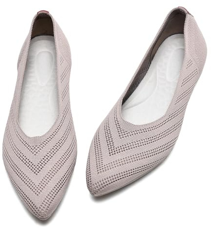 CALEBGAR Ballerines pour Femme Confortables et antidérapantes en Tricot à Bout Pointu,Semelle élastique en Maille Respirante Chaussures Plates élégantes pour Le Bureau