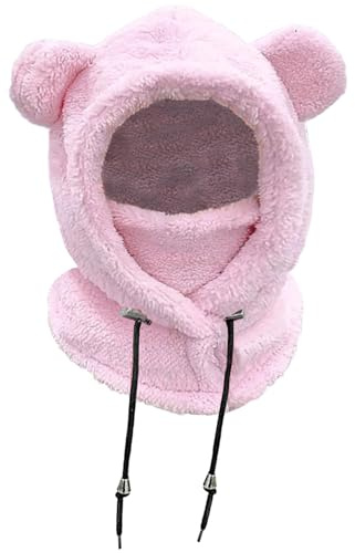 crazy bean Gorros Bebé Invierno Sombrero y Bufanda Cálido para Bebé Niño Niña 3-8 Años Sombrero con Elásticas Ajustables Cálido y Adorable Bufanda con Capucha Rosa