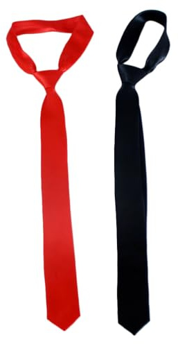 IMIKEYA 2 pièces Cravate Noire Fine pour Hommes et Femmes Confortable Simple et pour Costumes Occasions Décontractées Rouge Noir