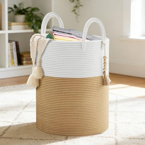 NXPZ Panier à Linge, 58L Boho Corbeille a Linge avec Poignée, Panier Rangement Salle de Bain, Pliable Panier De Rangement, Grand Laundry Basket pour Buanderie Chambre D'enfant Salon Jouets
