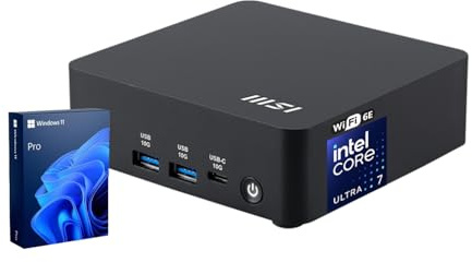 msi Cubi NUC AI Business Mini Desktop, Intel 16-Core Ultra 7 155H, 32GB DDR5, 1TB SSD, Support 4-Display & 4K, 2 x Thunderbolt 4, 2 x HDMI, Dual 2.5G LAN, Wi-Fi 6E, Windows 11 Pro, Black