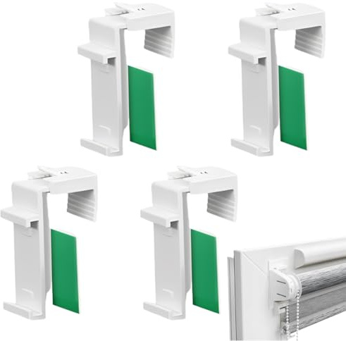 YIPFEN 4 pezzi ferma persiane esterno per tende a rullo doppie ganci per tende senza bucare serrare e incollare senza forare accessori o ricambi per fissare su finestre e ante in PVC