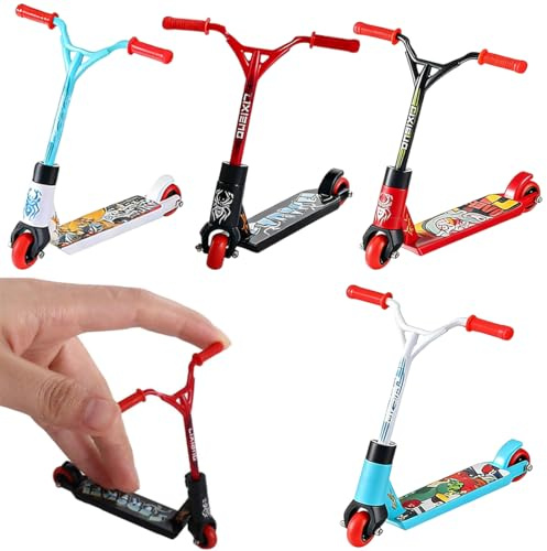 GWEOR 4 Piezas Finger scooter, Mini Patinete Mini Monopatín Monopatín Skateboard, Finger Skate Mini Monopatines y Monopatines Skate Dedos Fingerboard para Niños - Color aleatorio