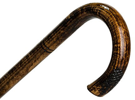 Gehstock für Herren und Damen Bend 89-92 cm - Handgefertigt Wanderstock Holz mit Rutschfestem Gummi