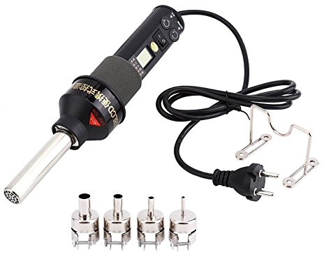 450 W Heißluftpistole tragbar Lötkolben Werkzeug Schweißen LCD Digital Thermostat verstellbar mit 4 Düsen