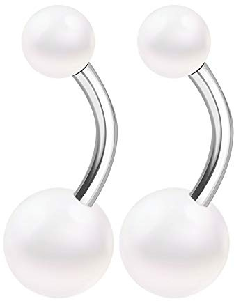KJM FASHION STK Stahl Bauchnabel - Piercing de aro (1,6 mm, 14 g, 2 unidades), Acero inoxidable