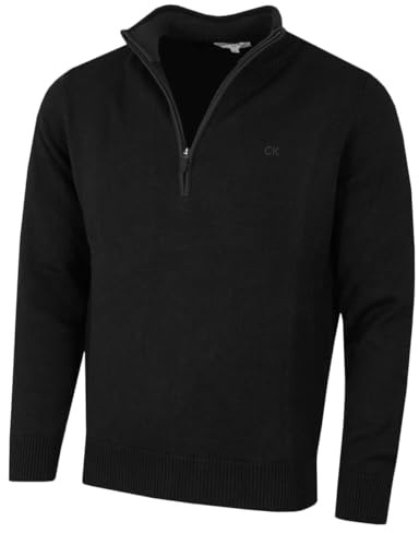 Calvin Klein Golf Mens Chunky Cotton 1/2 Zip Sweater - Blackout - M