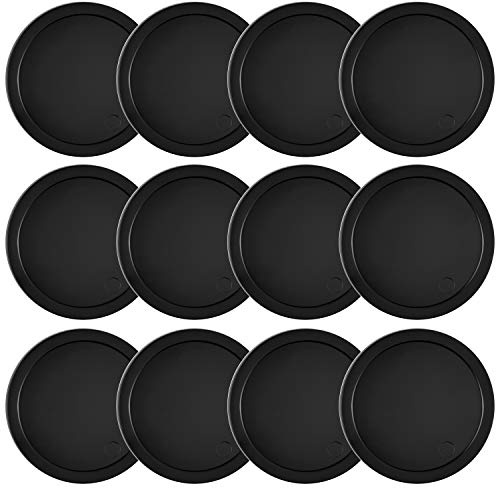 Coopay 12 Pieces Home Air Hockey Pucks 2.5 Inch Heavy Replacement Pucks for Game Tables Equipment Accessories, 12 Grams (Black)