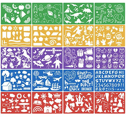 HQdeal 20pcs Schablonen Malschablonen Set aus Kunststoff Schablonen Weihnachten Zeichenschablonen Muster Stencil Schablonen Wiederverwendbar für Scrapbooking Bullet Journal DIY Geschenkkarten