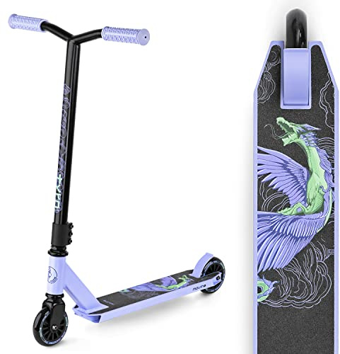 Movino Tyro Stunt Scooter Roller | Trick Scooter für Kinder | Freestyle Scooter | ABEC 9 | Kick Scooter für Kinder mit 100mm Rad | 6061 Aluminium Deck | Weight 2.89 kg (Lila)