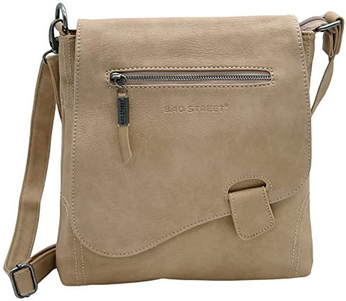 BAG STREET - Damen Handtasche mit Riegel-Magnetverschluss und Reißverschluss - 4 Liter Volumen - Umhängetasche - Crossbody Bag