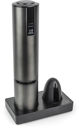 PEUGEOT - Elis Touch - Tire-Bouchon Electrique Rechargeable En Inox et ABS + Socle de Chargement + Coupe-Capsule - Batterie Lithium Ion - Autonomie Longue Durée - Coloris Carbone