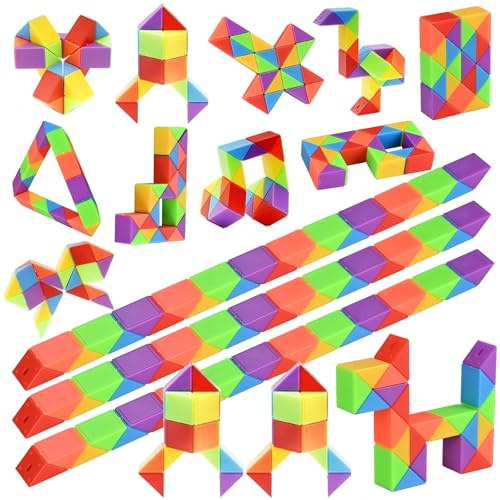 GOLDGE Mitgebsel Kindergeburtstag 4 5 6 7 8 9 Jahre, 15 Stück Magische Schlange, 24 Blöcke Magic Snake, Adventskalender FüLlung Kinder, Kleine Geschenke für Kinder & Kindergeburtstag Gastgeschenke