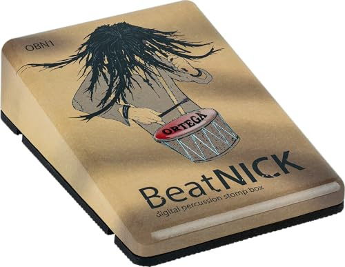 Ortega Guitars Digital Stomp Box – Effektpedal für Gitarristen, Singer, Songwriter – Digitale Percussion Samples – Metall, Braun (BEATNICK)