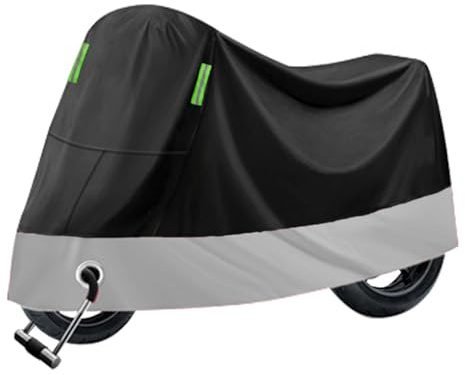 zjxwzm Motorcykelöverdrag för Honda Vision 110, utomhus inomhus motorcykelpresenningar vattentäta och UV-skydd, regn motorcykelskydd, E svart silver