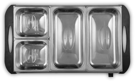 M&H 4 Tray Buffet Server with Adjustable Temperature Control & Non-Stick Removable Trays | Electric Food Warmer for Parties | Hot Buffet Server with Cool Touch Handles & Power Indicator