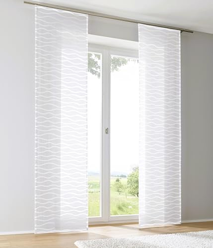 Kutti Schiebegardine Schiebevorhang Raumtrenner Enya weiß Ausbrenner mit Paneelwagen B 60 x H 145 cm (1 STK)