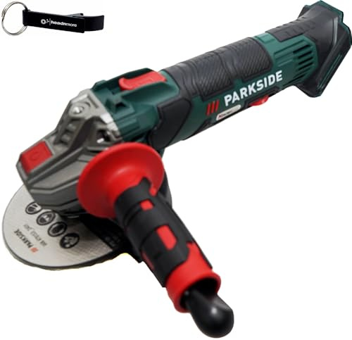 HEADNMORE® Bundle - PARKSIDE® 20V Amoladora angular de batería PWSA 20 en estuche de transporte + llavero HEADNMORE® (sin batería)