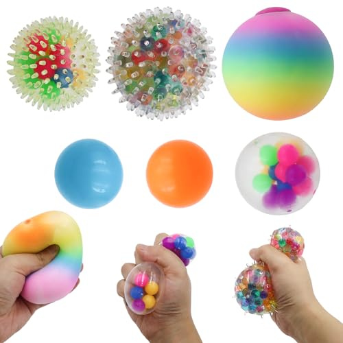 6 Pièces Balle Anti-Stress, Balle Anti Stress Enfant, Fidget Toys Anti Stress Boule Anti Stress Adulte, Balle Sensorielle Squeeze Boules à Presser pour Réduit l'anxiété et Améliore la Concentration