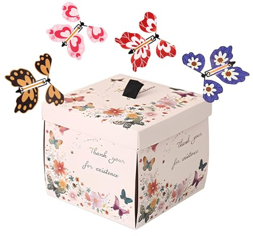 Mariposas Voladoras Caja Para Regalo, Bricolaje Explosión Gift Box, Caja De Sorpresa Para Cumpleaños, Con 4 Mariposas Voladoras, Para Cajas De Regalo De Fiestas De Cumpleaños