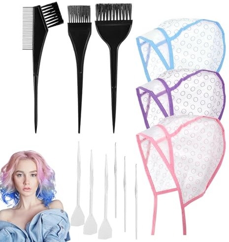 Bleach Cap, 12Pcs Highlight Cap Kit, Precise Partitioning Preset Hollow Holes Leak-proof Isolation to Improve the Efficiency and Effect of Highlighting for Highlights