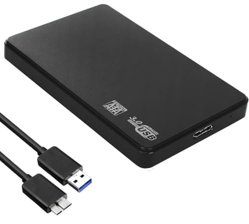 Caja de disco duro de 2.5 pulgadas, USB 3.0 externo a SATA SSD HDD Caddy, lector de SSD compatible con UASP de 5 Gbps, funda portátil para laptop/PC/PS4/Xbox, color negro