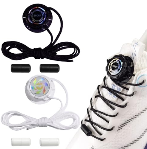 HAOXYO 2 Piezas Cordones Automáticos, Cierre Rotatorio Zapatillas, No Se atan, Adecuado para Niños y Adultos, para Calzado Deportivo
