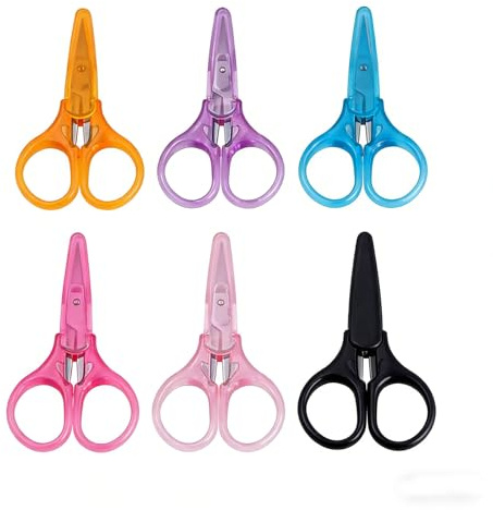 Tijeras Pequeñas 6 Colores,6 Pcs Tijeras Manualidades y Costura Profesional,Mini Tijera Papel Oficina con Funda,Tijera Puntas Redondas para Zurdo para corte de papel Álbumes de Recortes