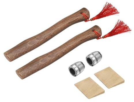 QUARKZMAN 2 Pezzi Manico Di Ascia In Legno Sostituzione 13 Manici Universali In Hickory Per Ascia Da Campeggio Con Zeppe In Legno E Rotondo