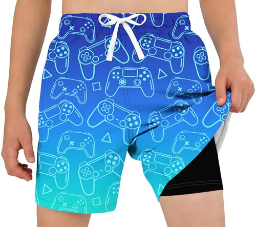 ALISISTER Maillot de Bain garçon avec Doublure compressive, séchage Rapide, Boxer, 6-14 Ans