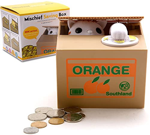 Pup Go Stealing Coin Cat Electronic Money Box, Little Panda Bamboo Piggy Bank for Kids Adults, Cute Funny Novelty Boyfriend Birthday Gifts for Boys Girls, Baby Childrens Savings Bank Money Saver Toys