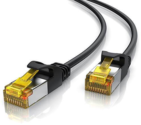 CSL Cat 7 Netzwerkkabel Slim - 2m - Patchkabel – RJ45 – LAN Ethernet Gigabit Kabel – 10000 Mbit – U/FTP PIMF Schirmung – kompatibel zu Cat 6 und 8 - schwarz
