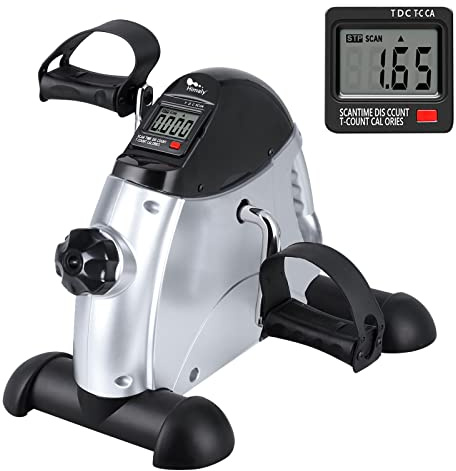 Mini Exercise Bike, himaly Under Desk Bike Pedal Exerciser Portable Foot Cycle Arm & Leg Peddler Machine with LCD Screen Displays