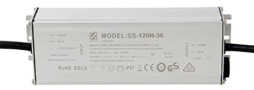 LIGHTEU®, SOSEN - Fuente de alimentación LED para transformador (120 W, 3,3 A, 36 V CC, IP67, voltaje constante para tiras de luces LED y bombillas LED G4, MR11, MR16)