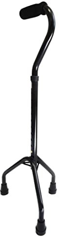 FabaCare Dreifußgehhilfe Zoe aus Aluminium, höhenverstellbare Gehhilfe, Gehstütze mit 3 Füßen, Dreifuß, Tripod schwarz, bis 130 kg