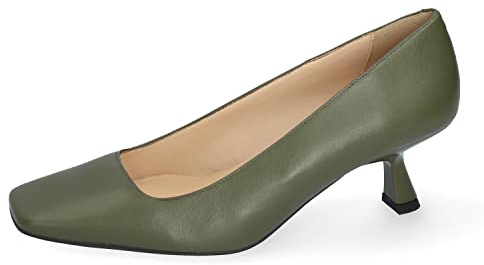 Andrés Machado - Zapatos de tacón de Piel para Mujeres - Brisa - Punta Cuadrada y tacón Kitten - Kaki, Talla EU 39