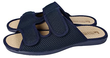 VULCA-BICHA 470 Chinelas para Hombres con Velcro, Zapatillas Anchas Ajustables, en Color Azul Marino, Hechas en España Hombre Zapatillas CASA Marino 44