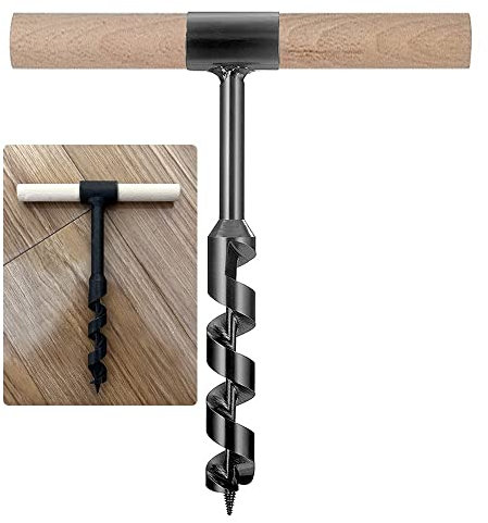 Perceuse manuelle pour bois, foret de survie manuel multifonction avec un bâton en bois, tarière manuelle pour le travail du bois pour fixer les clous de tente pour l'extérieur (0.71IN-7.89IN)