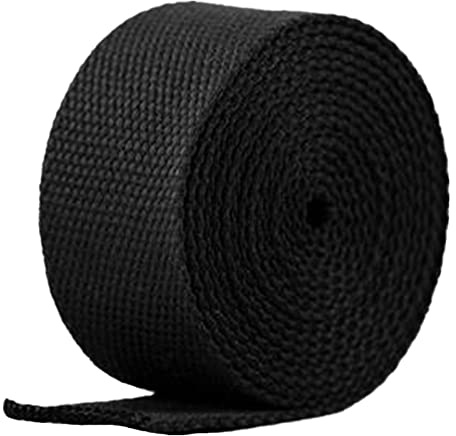YunYunStrap bomullsband för fickor handtag remsa, 25 mm x 5, 10, 20 yards, svart, 25mm x 5Yards