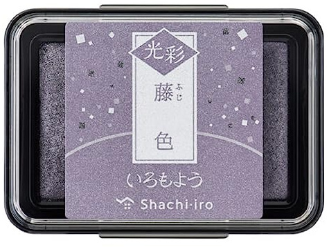 Shachihata Oil-Based Ink Pad Iromoyo Kosai Glow Stamp Pad Fuji-IRO (Wisteria) Traditional Japanese Ink Color Japan Import with Original Stylus Ballpoint Touch Pen