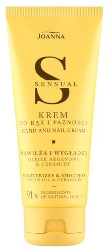 JOANNA Sensual Crème mains et ongles – à l'huile d'argan et aux céramides – Soin hydratant des mains – Baume pour les mains pour femme – Pour ongles cassants et mains sèches – Absorption rapide – 100