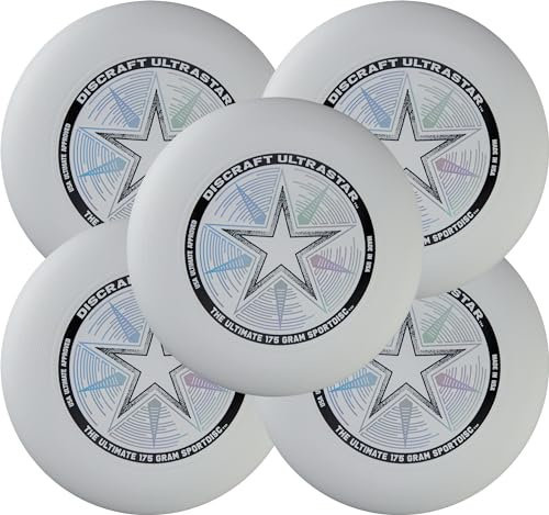 Discraft Ultimate Disc Players Pack – Fem Pack UltraStars | Vit | Officiell USA Ultimate & WFDF-skiva | 175 g