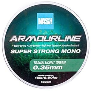 Nash Armourline Super Strong Mono Schnur für Angeln Karpfen, durchscheinend Grün, 0,45 mm, 11,3 kg Schlagschnur