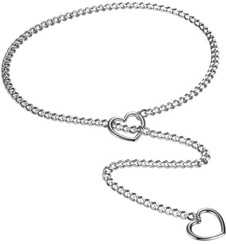 Flongo Choker Lariat halsband för kvinnor: Guld silver svart rostfritt stål lås hjärtkedja kubansk kedja pansarkedja med hjärta hänge punk sexig lång slip-kedja Y dropphalsband justerbar