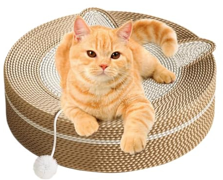 Tappetino da grattare per gatti, gratta e grattare per gatti – Tavola da grattare antiscivolo in sisal per gatti – Giocattolo interattivo per interni – Protezione dei mobili, con palla da gioco, per c