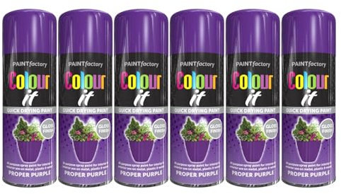 DIOXSTAR Purple Spray Paint, 250ml (6 PCS), Gloss Finish, Quick Drying, All Purpose, Indoor/Outdoor
