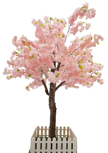 SYLUOQP 59 Cherry artificiels, Arbre de Fleur de Cerisier Rose, Arbre Rose Fait à la Main pour l'intérieur et à l'extérieur, Arbre de Souhait Artificiel, pour Le Bureau