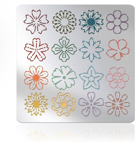 UNICRAFTALE Plantillas de metal para manualidades, para quemar madera, plantillas de flores, de acero inoxidable, reutilizables, plantillas de flores para diario, dibujo, aerógrafo, tallado, grabado